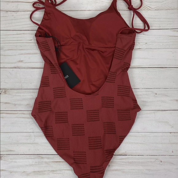 Onia Ginny One Piece Swimsuit Textured Red Ruby Block Mesh XS - Picture 8 of 10